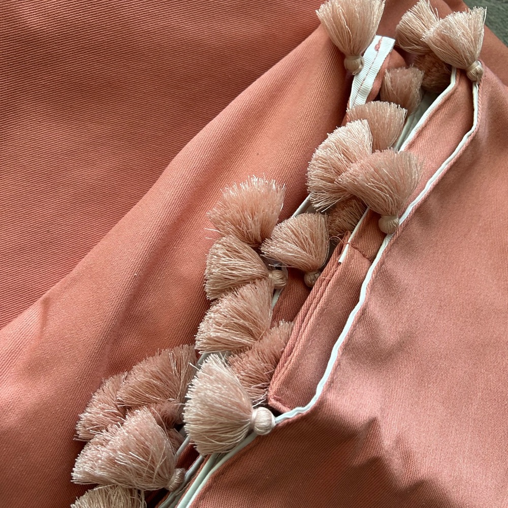 Pillowfort Coral Curtains with Pom-Pom Detail - Picture 3 of 6